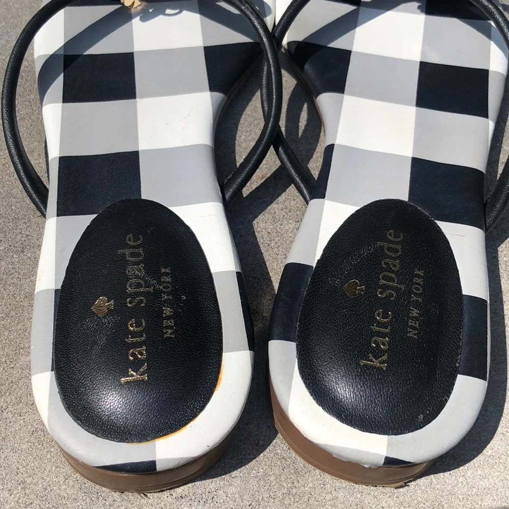 Kate Spade Mystic Bow Sandals flip flops checkered size 7
